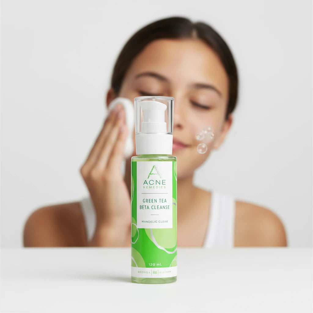 Rhonda Allison Acne Remedies Green Tea Beta Cleanse bottle on a white background