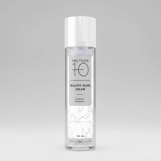 Pro Youth 10 Healthy Aging Cream bottle on a light grey background