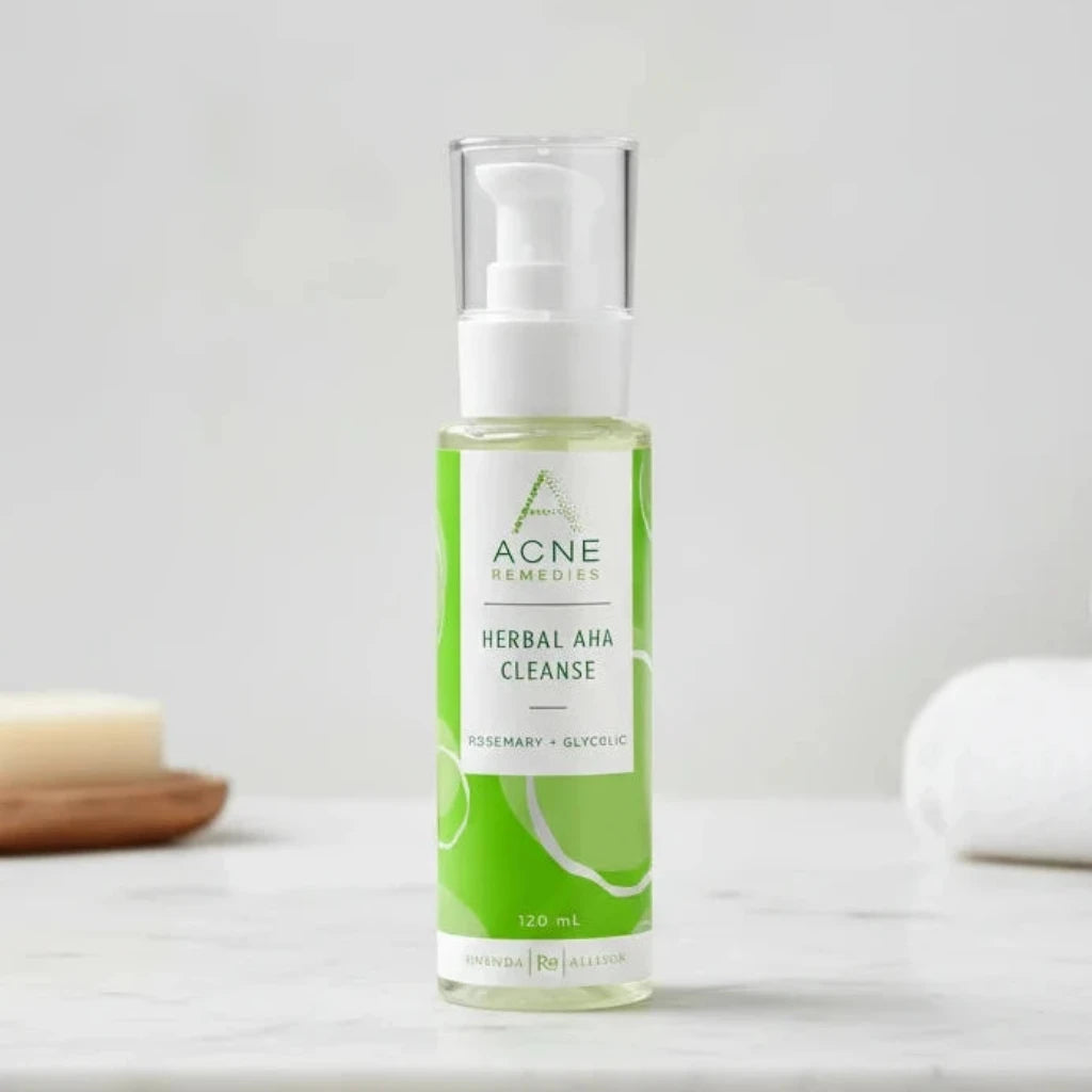 Rhonda Allison Acne Remedies Herbal AHA Cleanse bottle on a white background