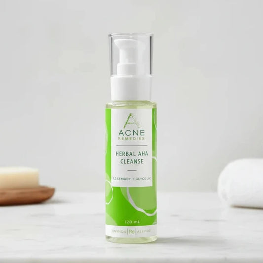 Rhonda Allison Acne Remedies Herbal AHA Cleanse bottle on a white background