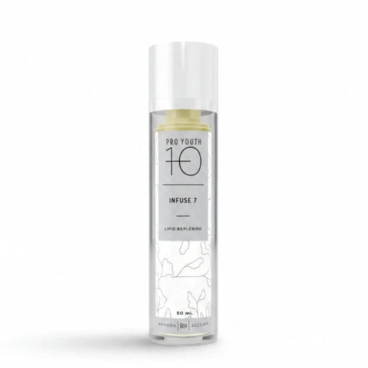 Rhonda Allison Skincare bottle labeled 'Pro Youth 10 Infuse 7' on a white background