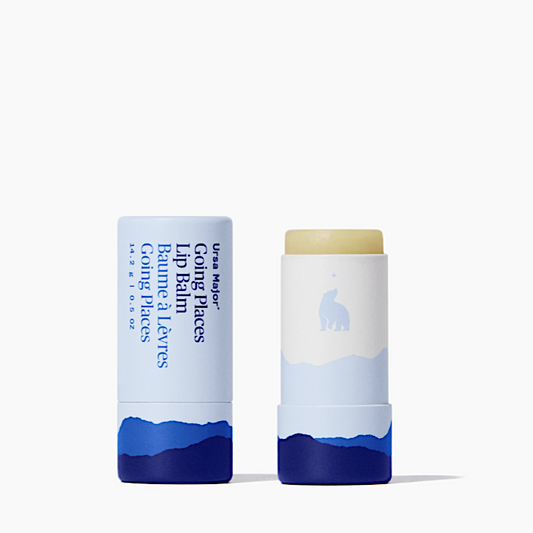 Lip balm with packaging on a white background