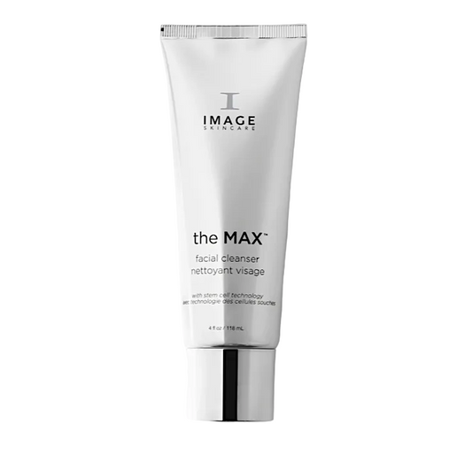 A tube of IMAGE Skincare The MAX Facial Cleanser against a white background.